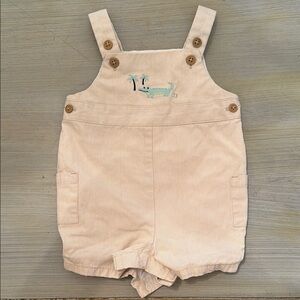 Janie and Jack Tan Corduroy Overalls with Embroidered Detail